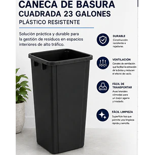 Caneca de basura cuadrada de 23 galones (≈87 litros)