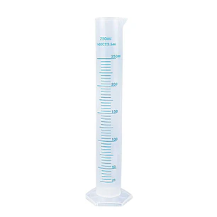 Cilindro graduado / tubo de ensayo de 8.5 fl oz (≈250 ml) – Polipropileno grado alimenticio