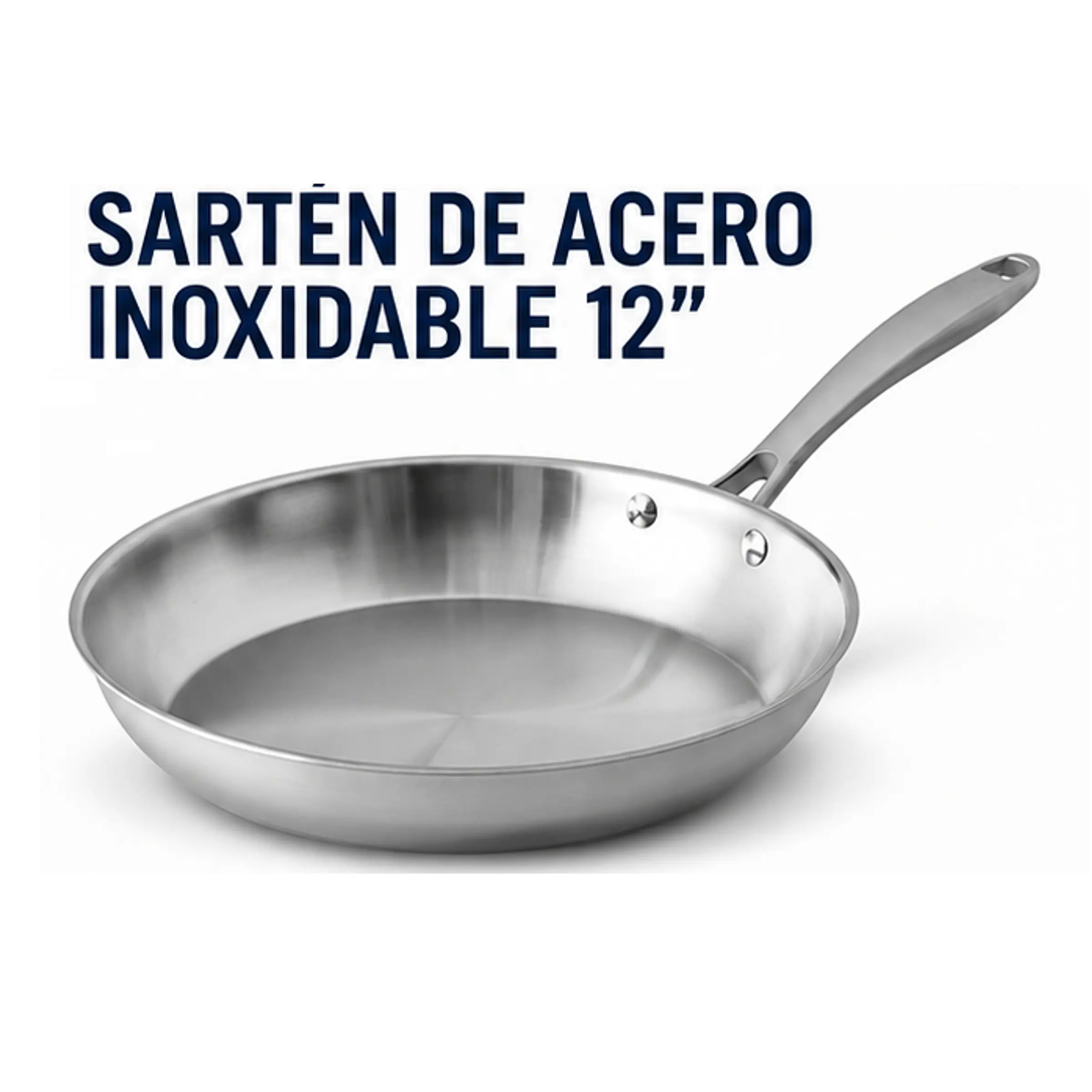 Sartén de 12” (≈30 cm) fabricado en acero inoxidable de triple capa (Tri-Ply) 1