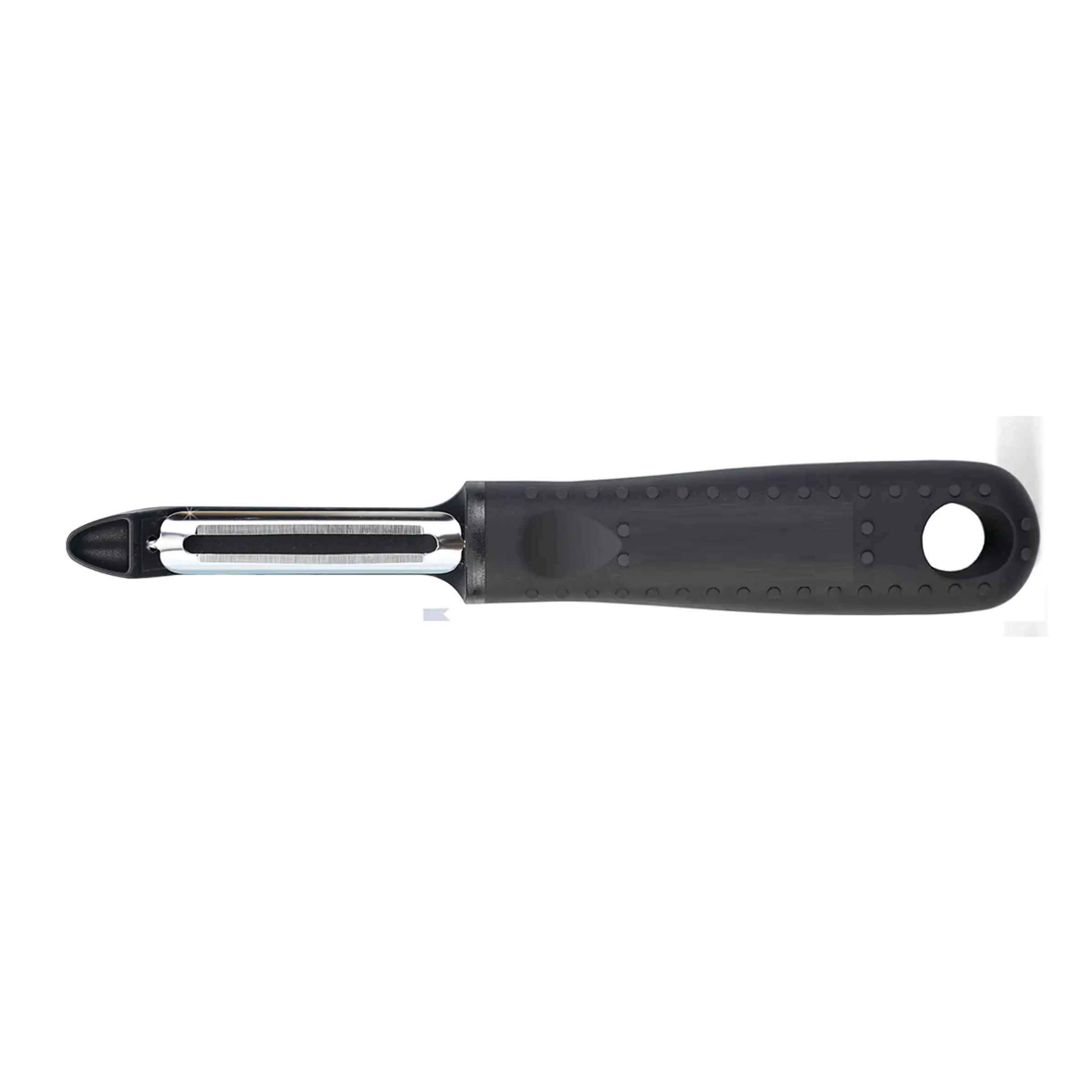 Pelador recto de 19.3 cm con mango ergonómico de polietileno negro 1