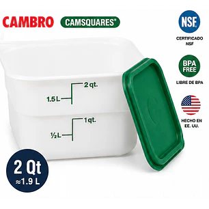 Set 6 Contenedores Cambro de 2 Qt (≈1,9 L) + Tapa
