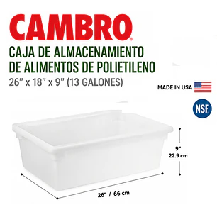 Contenedor Caja de Almacenamiento de Alimentos Cambro – 13 galones (≈49.2 L), polietileno