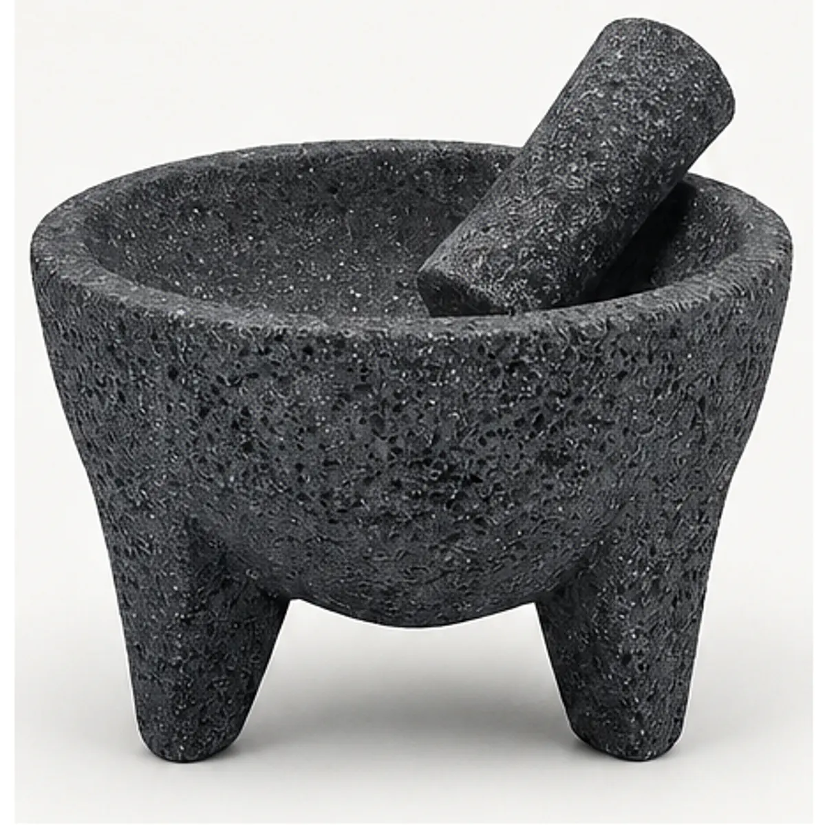Molcajete mortero de piedra volcánica hecho a mano (8 pulgadas de diámetro). 1