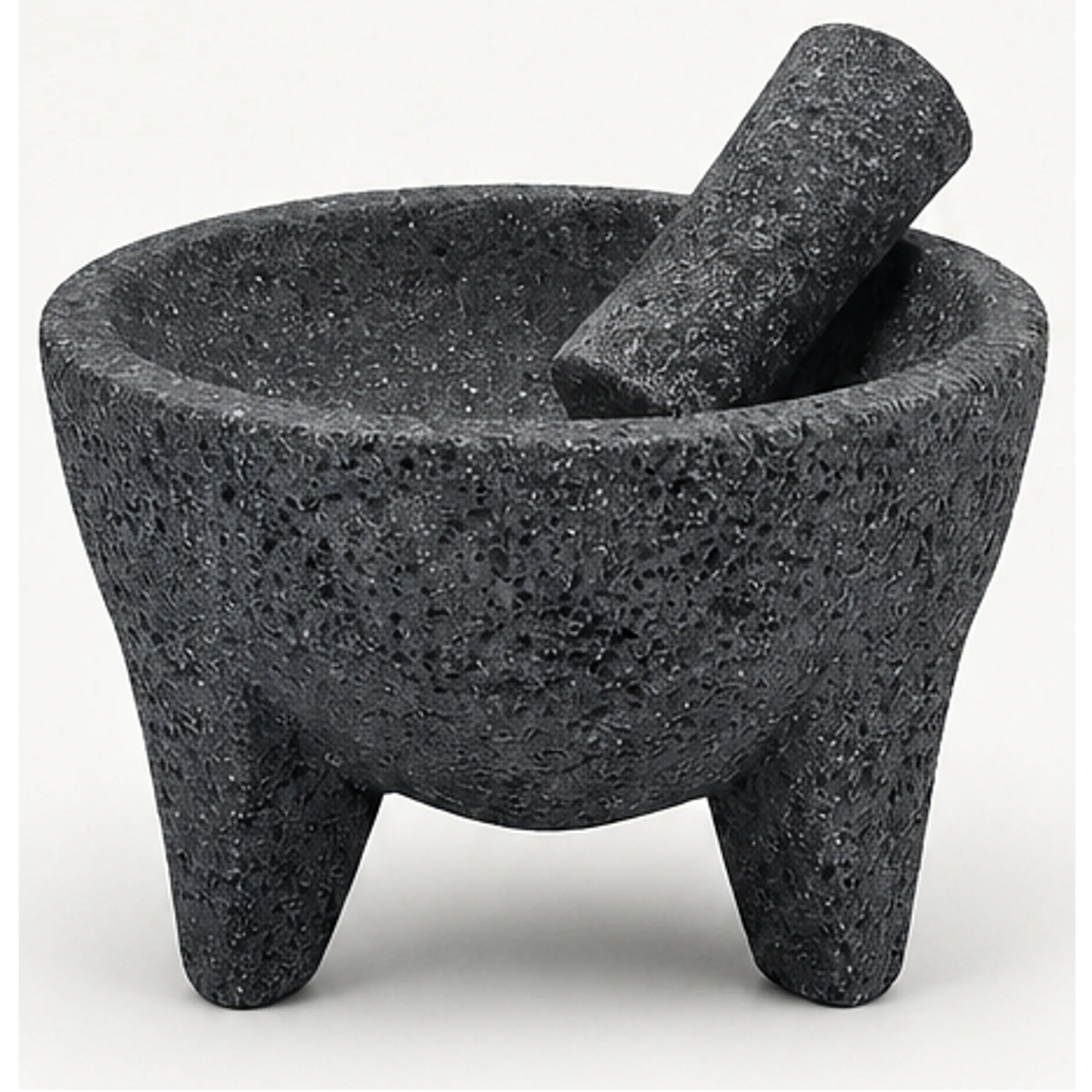 Molcajete mortero de piedra volcánica hecho a mano (8 pulgadas de diámetro). 1