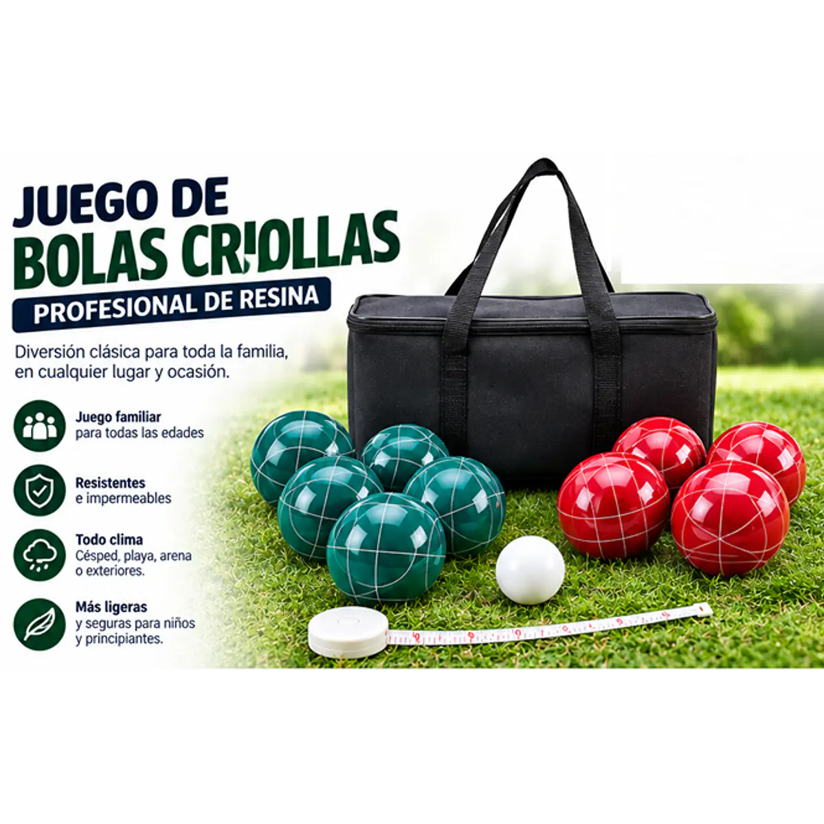 Juego de Bolas Criollas Profesional de Resina – tamaño mediano (9.5 cm) 1