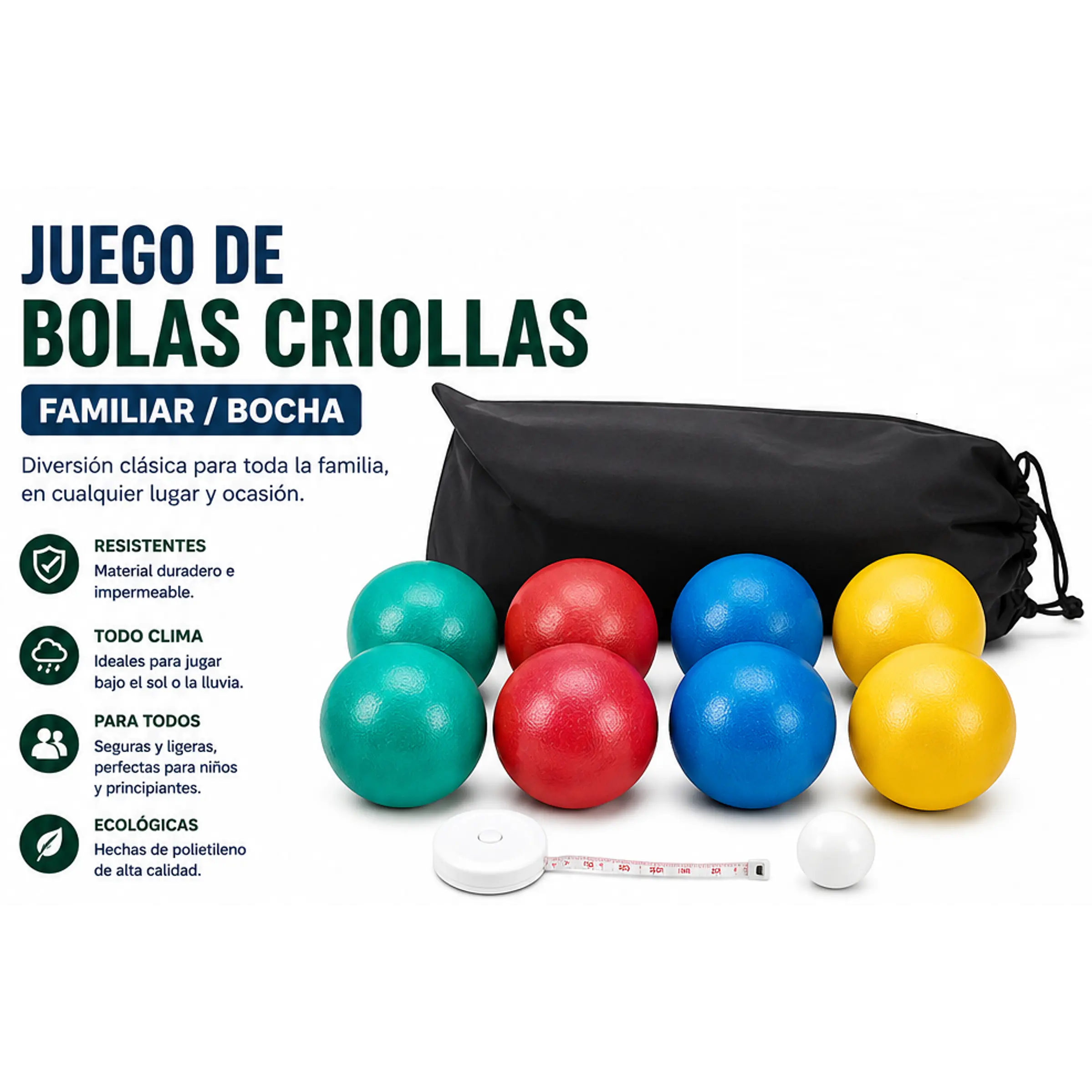 Juego de Bolas Criollas / Bocha para la familia – tamaño pequeño 8.4 cm 1