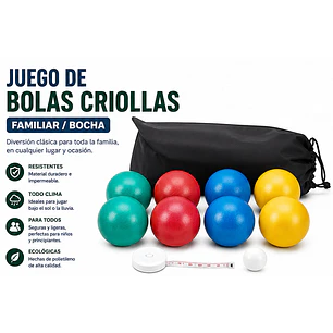 Juego de Bolas Criollas / Bocha para la familia – tamaño pequeño 8.4 cm