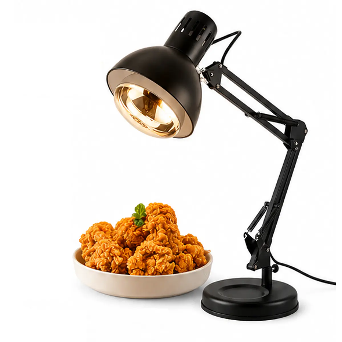 Lámpara de calor de alimentos pantalla giratoria de 360° con bombilla de 250 W 1
