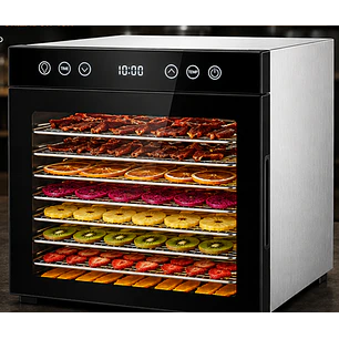 Deshidratador de alimentos con 8 bandejas panel digital y temporizador de 48 horas