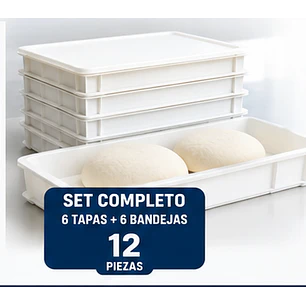 Set de Fermentación para Masa de Pizza – 6 tapas + 6 bandejas (12 piezas) Alura (15.2 cm)