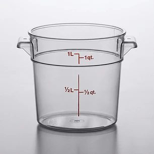 CAMBRO Contenedor de almacenamiento redondo – 1 Qt (≈1 L) de policarbonato transparente