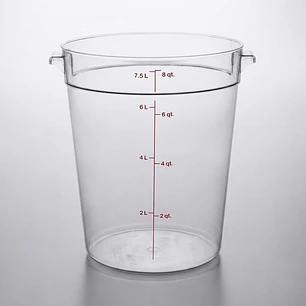 CAMBRO Contenedor de almacenamiento redondo – 8 Qt (≈7.6 L) de policarbonato transparente
