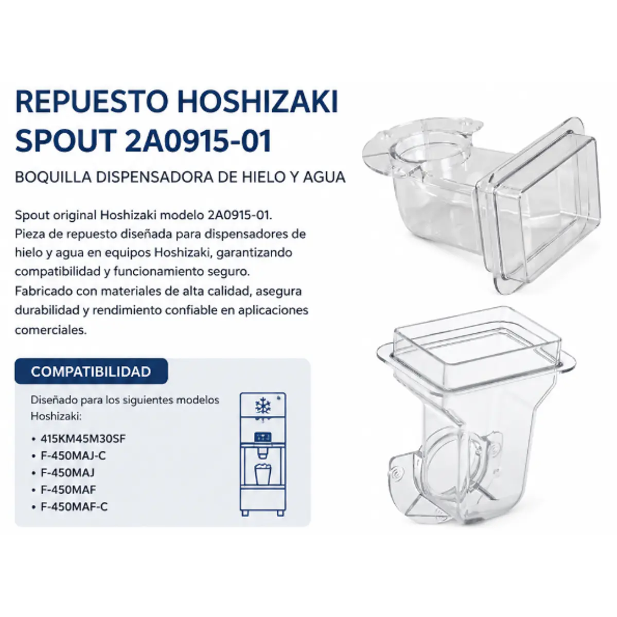Repuesto Máquina de Hielo Hoshizaki – Canal de Hielo Spout 2A0915-01 1