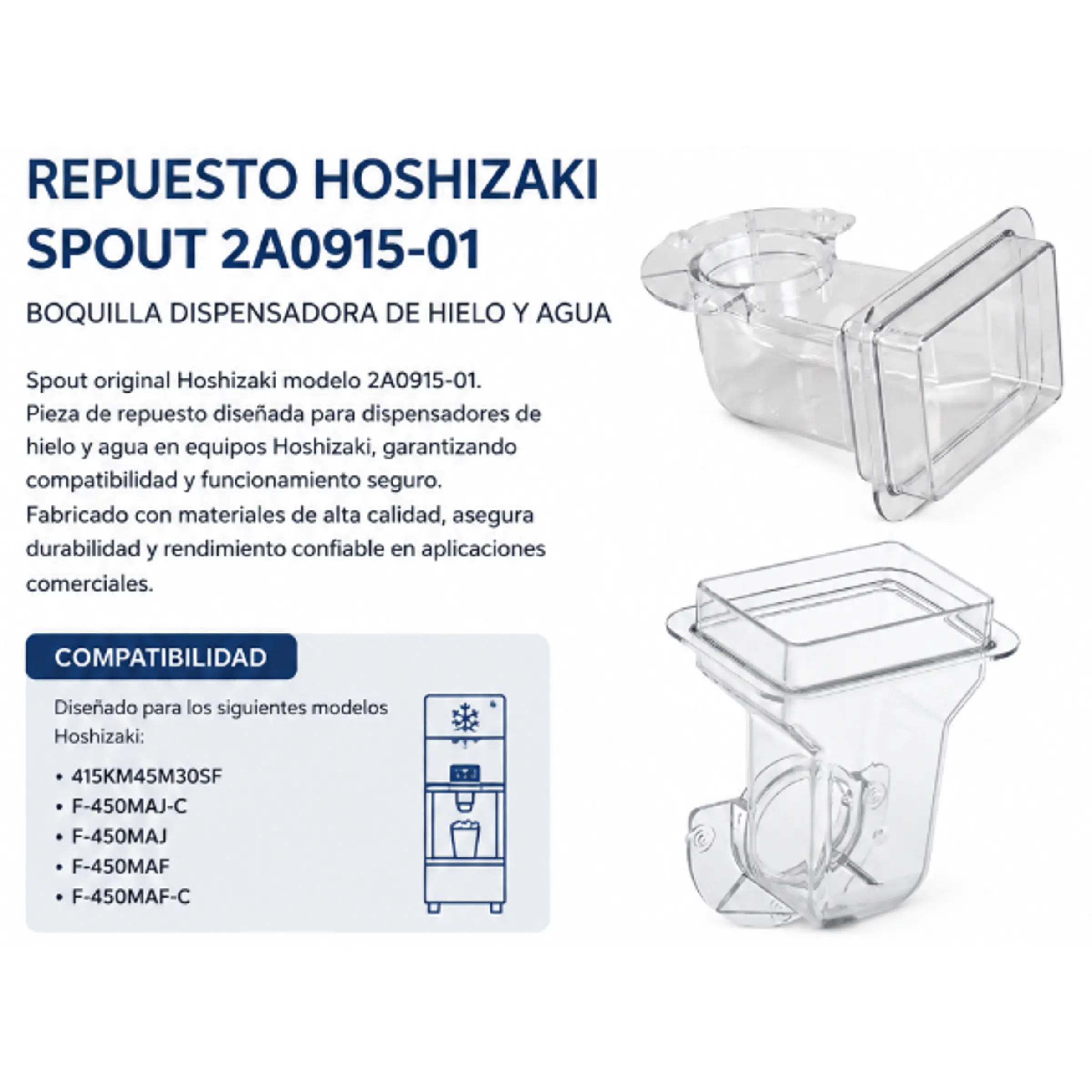 Repuesto Máquina de Hielo Hoshizaki – Canal de Hielo Spout 2A0915-01 1