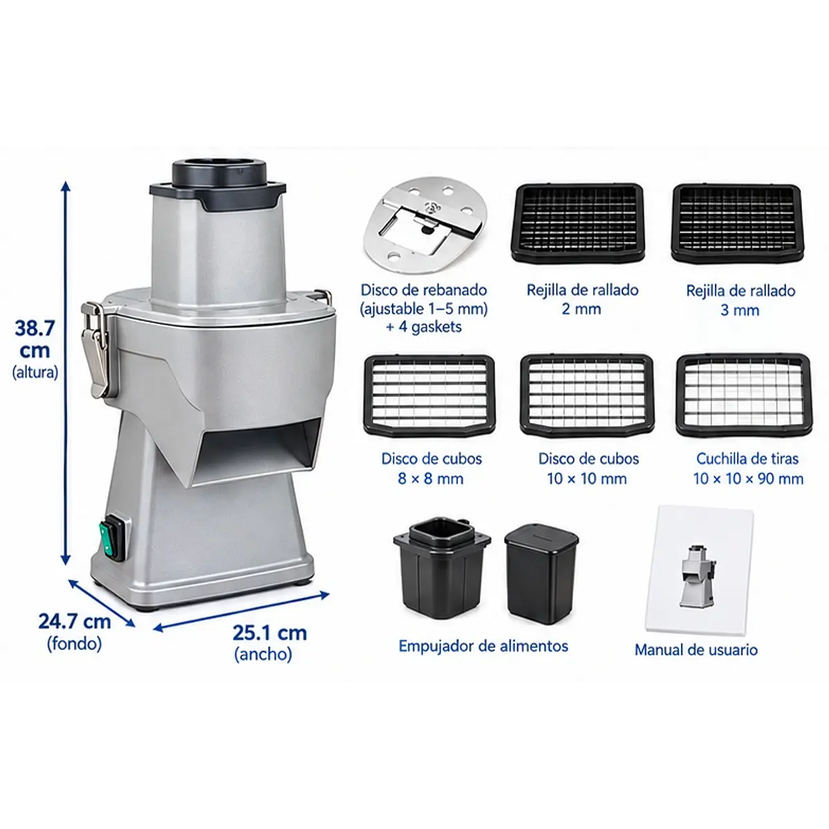 Procesador Picadora Cortador Eléctrico de vegetales cebolla papa con sus accesorios 2