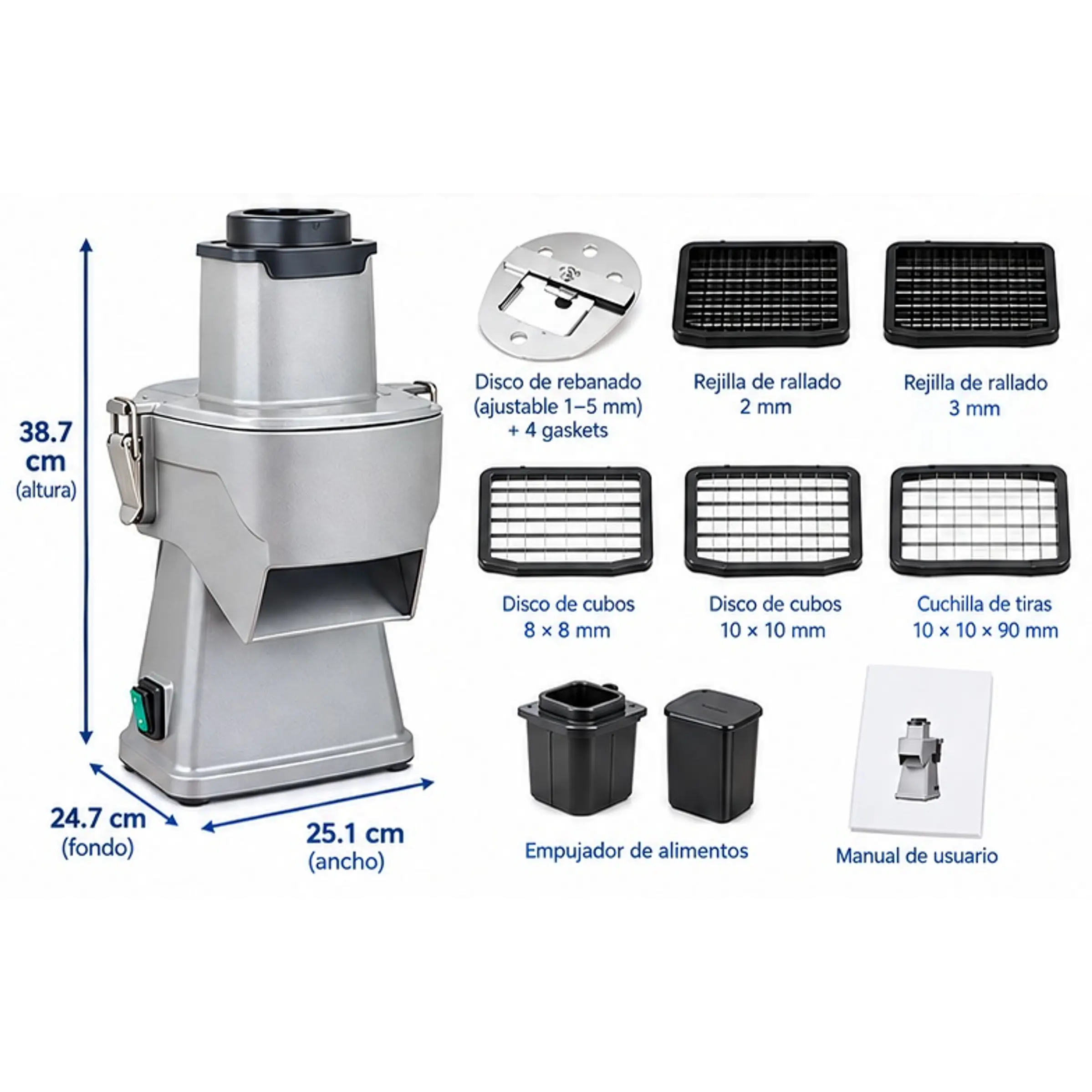 Procesador Picadora Cortador Eléctrico de vegetales cebolla papa con sus accesorios 2