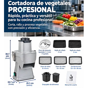 Procesador Picadora Cortador Eléctrico de vegetales cebolla papa con sus accesorios