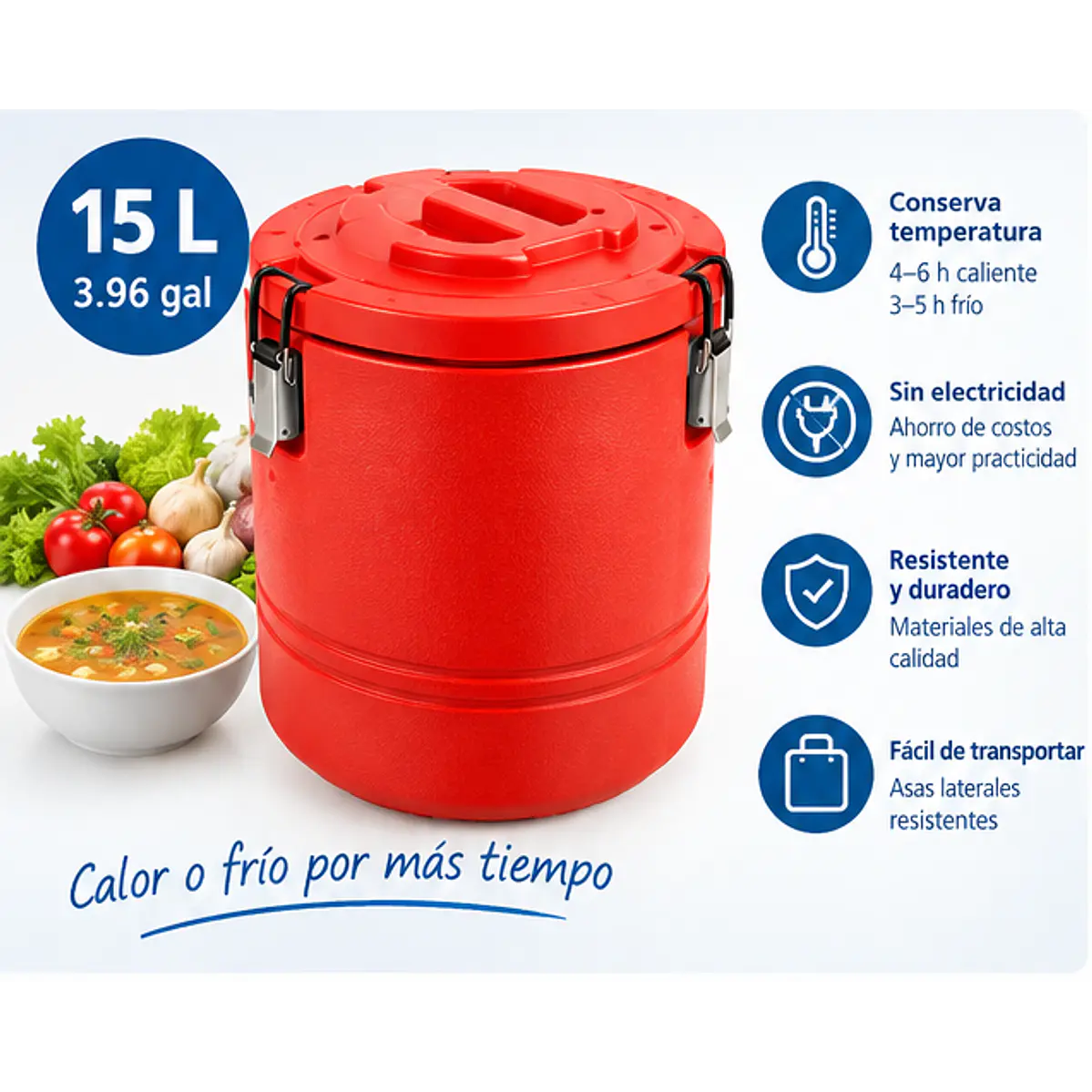 Contenedor De Polietileno Isotérmico Para Almacenar Y Transportar Sopa 15 L 1