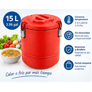 Contenedor De Polietileno Isotérmico Para Almacenar Y Transportar Sopa 15 L