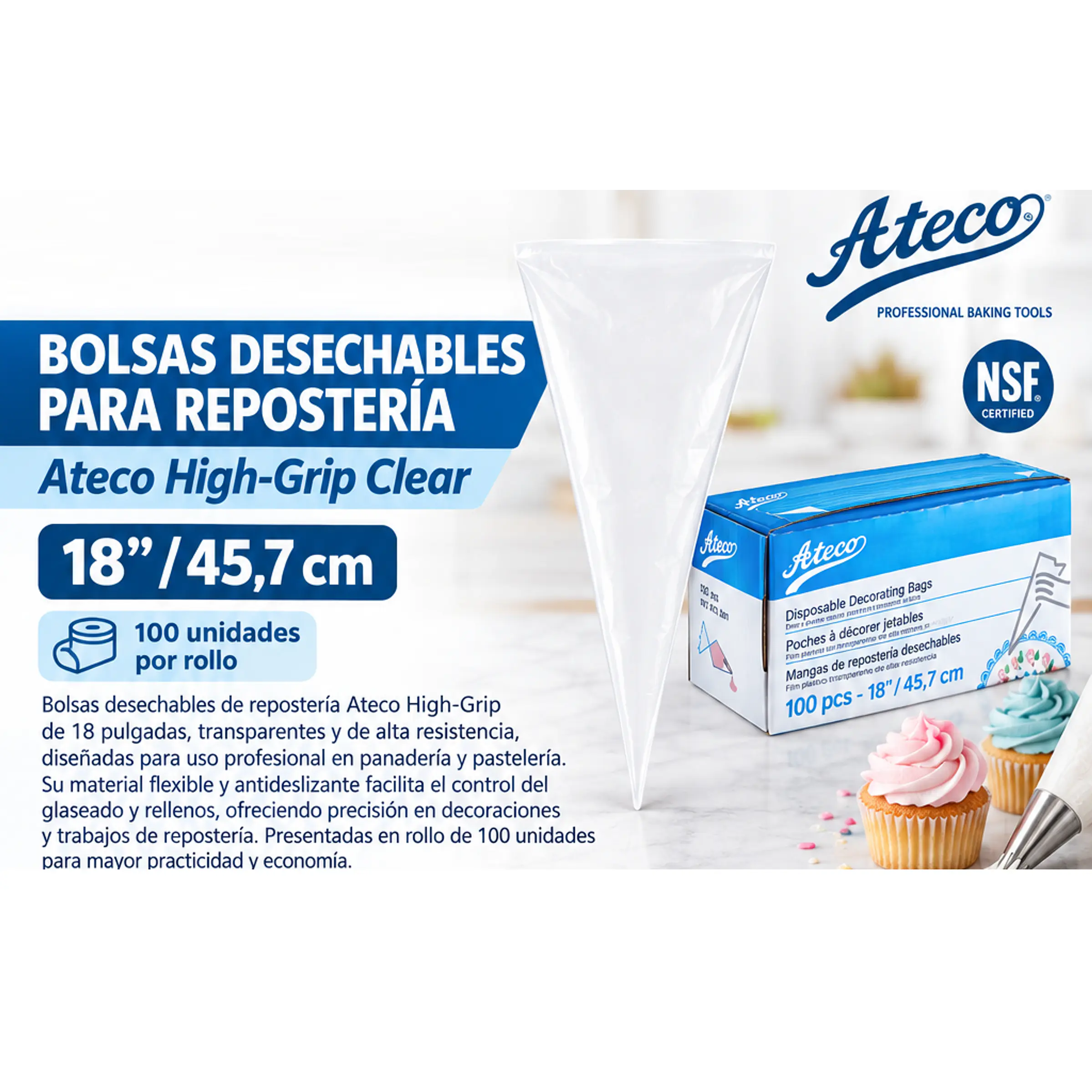 Bolsas desechables para repostería Ateco – 18