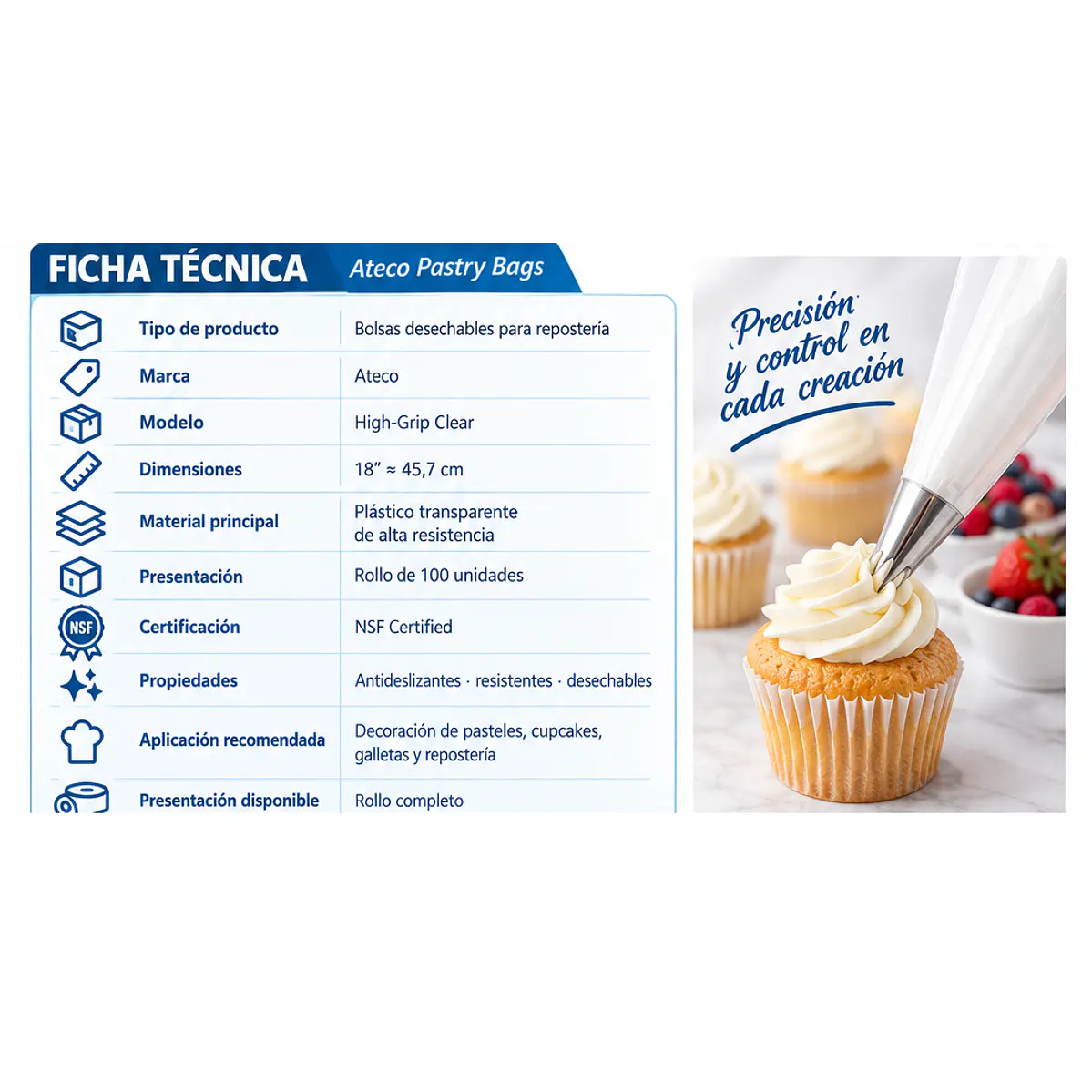 Bolsas desechables para repostería Ateco – 18