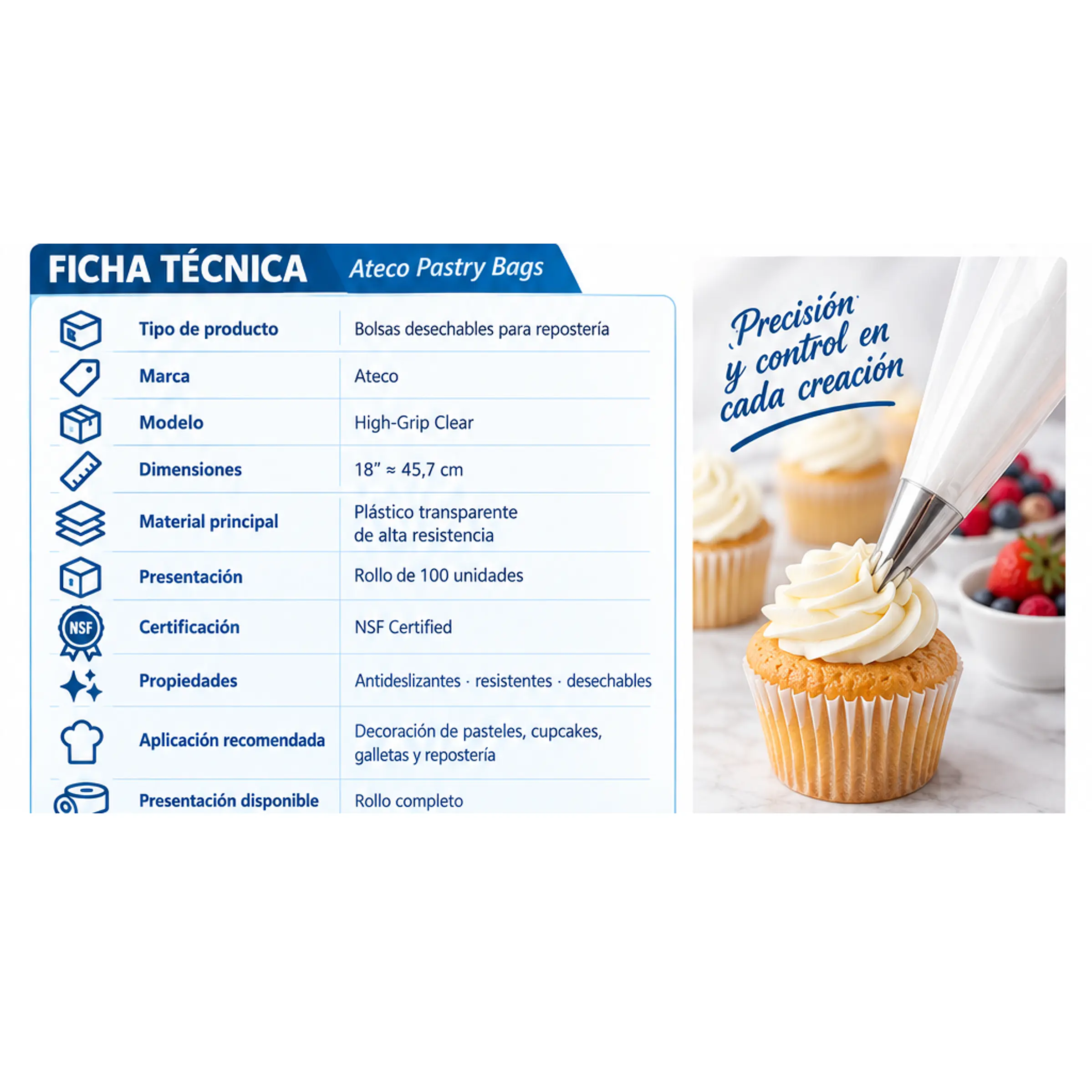 Bolsas desechables para repostería Ateco – 18