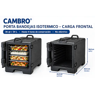 Contenedor CAMBRO Pequeño Isotérmico Para Transportar Alimentos Capacidad 4 Bandejas total 36 Qt (34 litros)