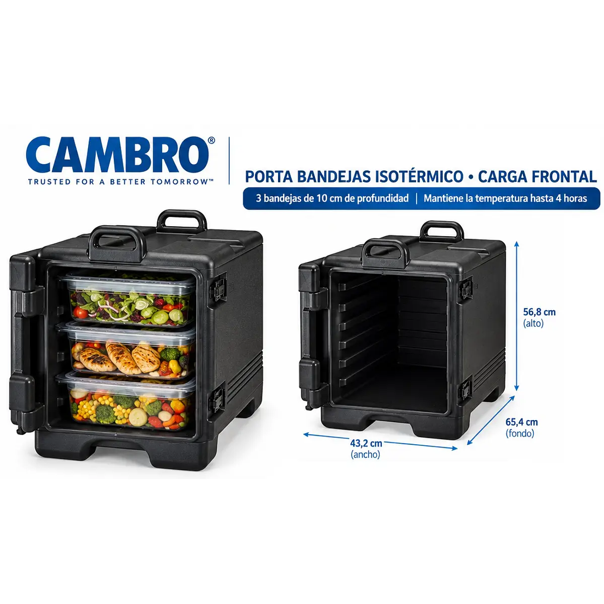 Contenedor CAMBRO Pequeño Isotérmico Para Transportar Alimentos Capacidad 3 Bandejas total 36 Qt (34 litros) 1