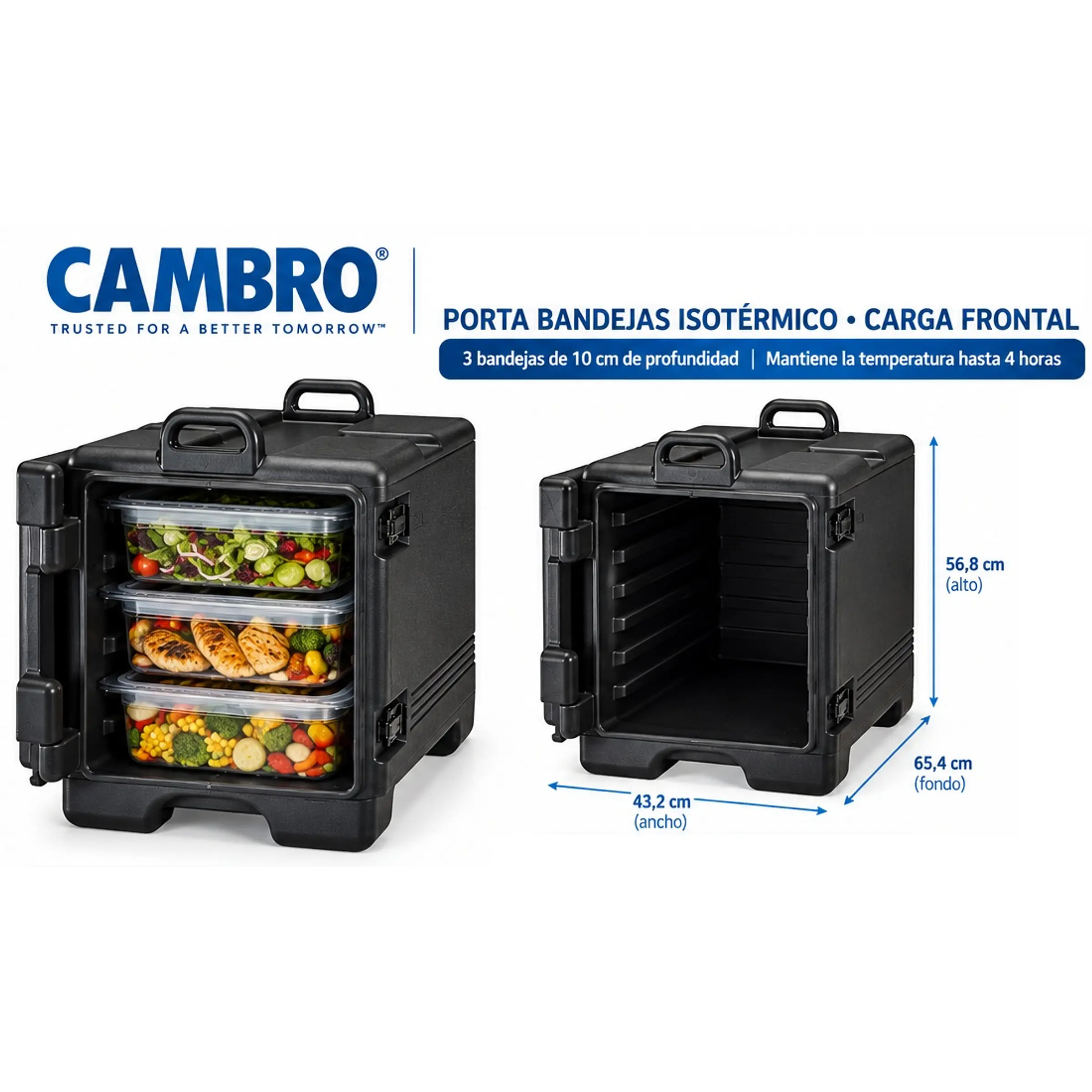 Contenedor CAMBRO Pequeño Isotérmico Para Transportar Alimentos Capacidad 3 Bandejas total 36 Qt (34 litros) 1