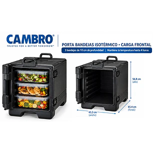 Contenedor CAMBRO Pequeño Isotérmico Para Transportar Alimentos Capacidad 3 Bandejas total 36 Qt (34 litros)