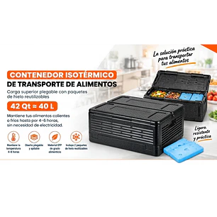 Contenedor Isotérmico de Transporte de Alimentos Apilable – Capacidad 42 Qt (≈40 L) 