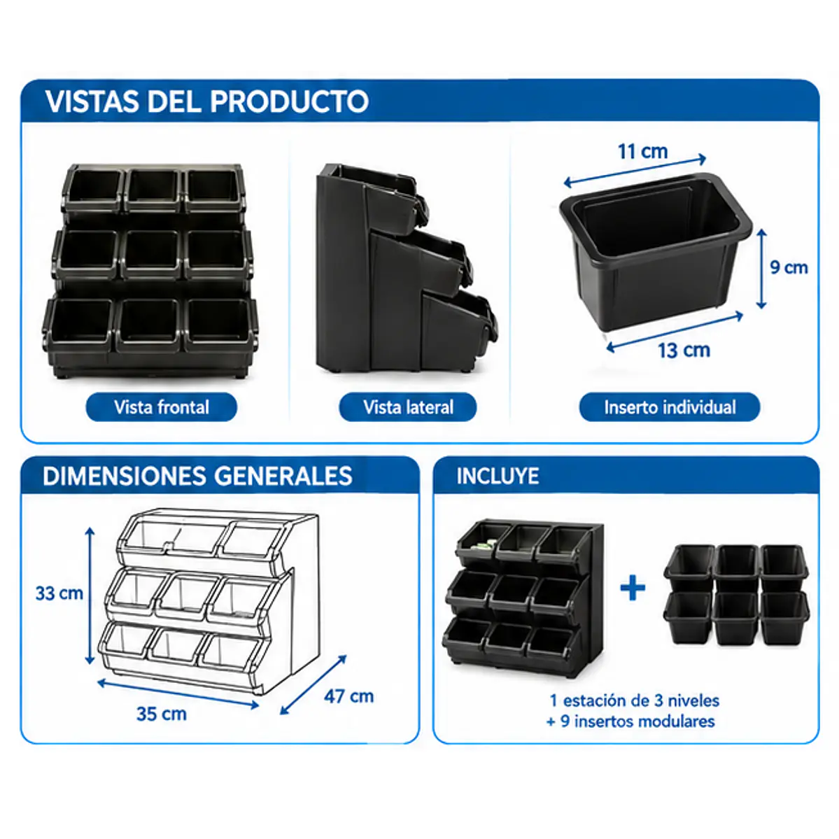 Cambro Organizador de Condimentos Stand de 3 niveles con compartimentos de 12” - 30 cm 2