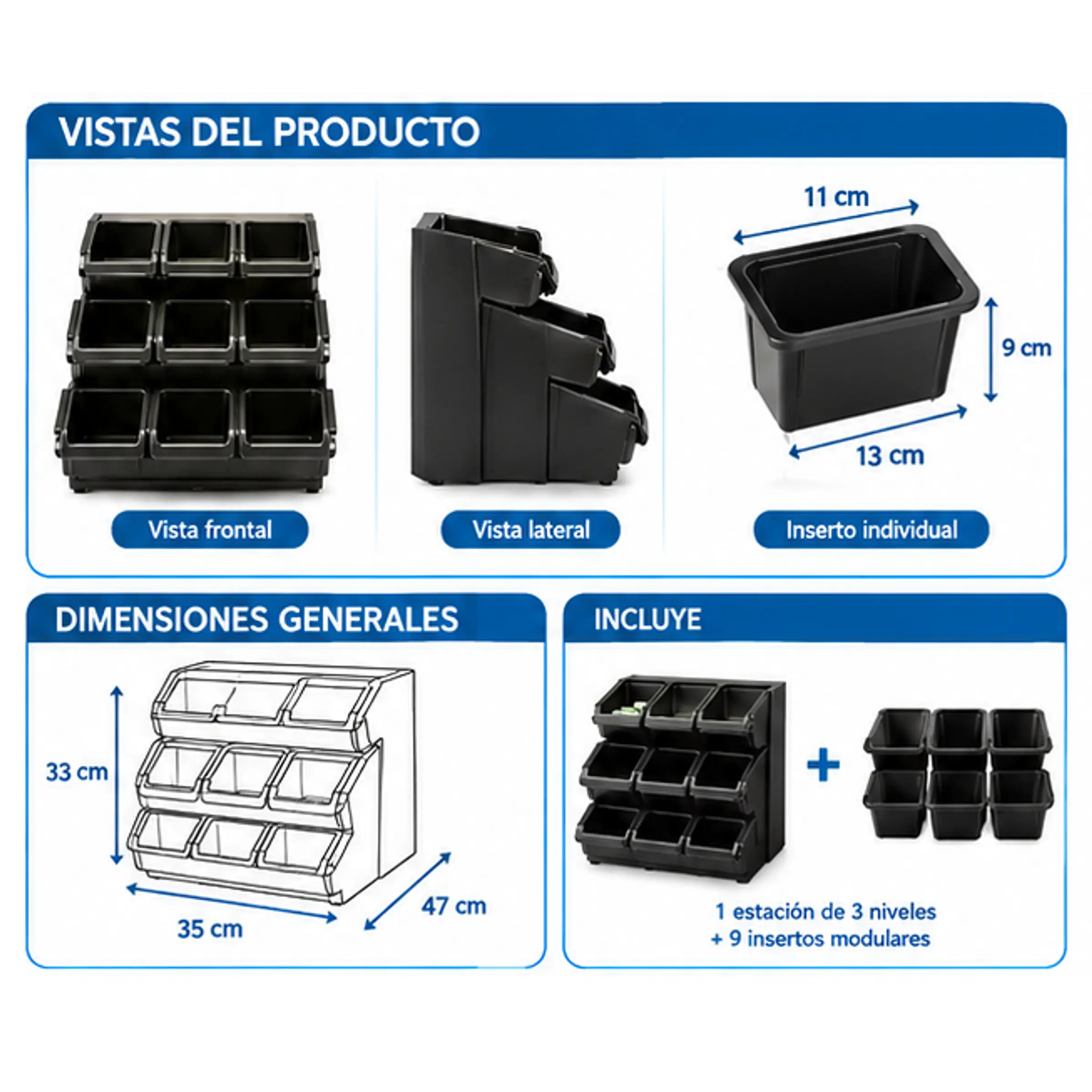 Cambro Organizador de Condimentos Stand de 3 niveles con compartimentos de 12” - 30 cm 2