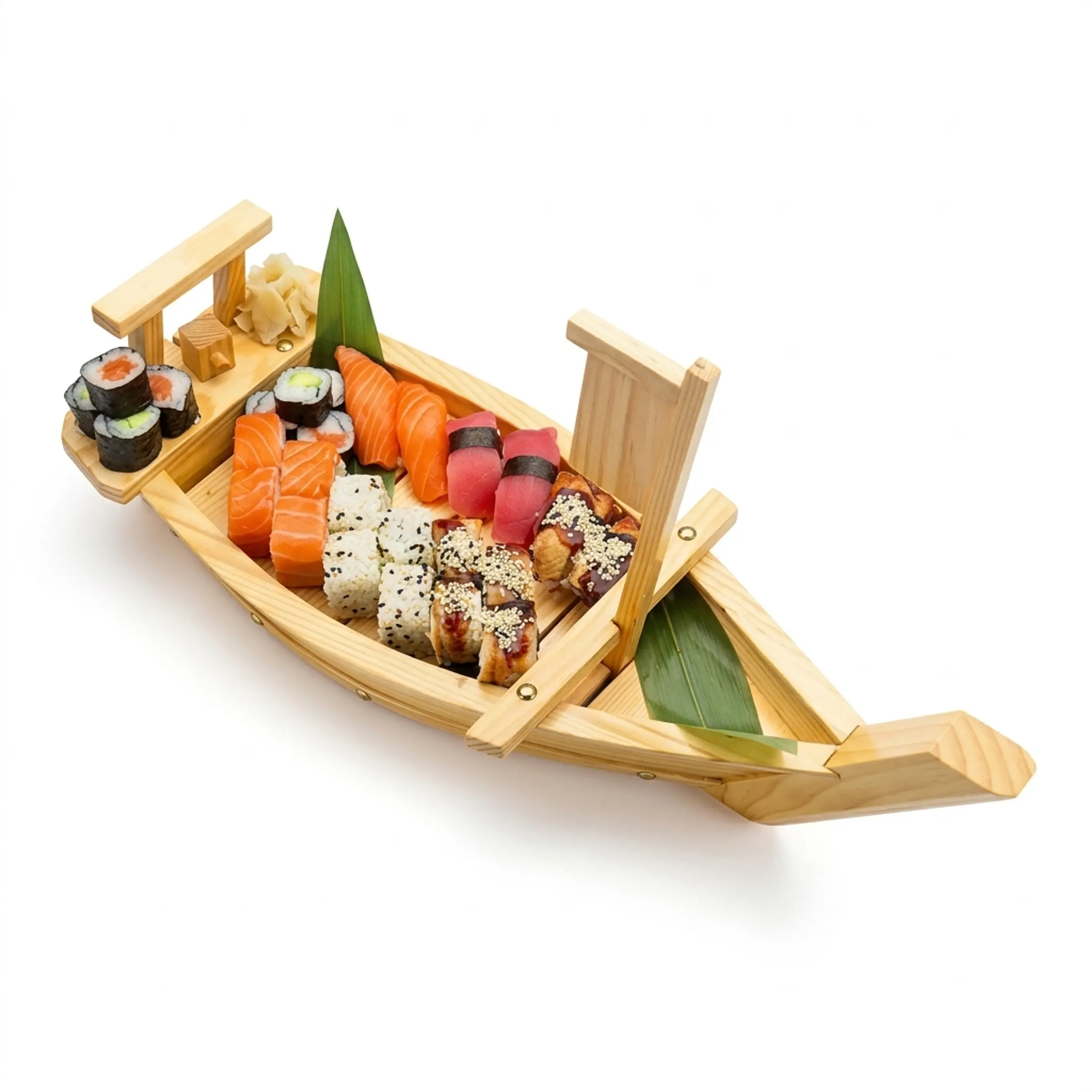 Barco De Madera Para Sushi Roll Sashimi Restaurante Bar – Bandeja de servicio estilo restaurante 1