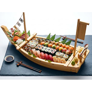 Barco De Madera Para Sushi Roll Sashimi Restaurante Bar – Bandeja de servicio 24” (≈61 cm)