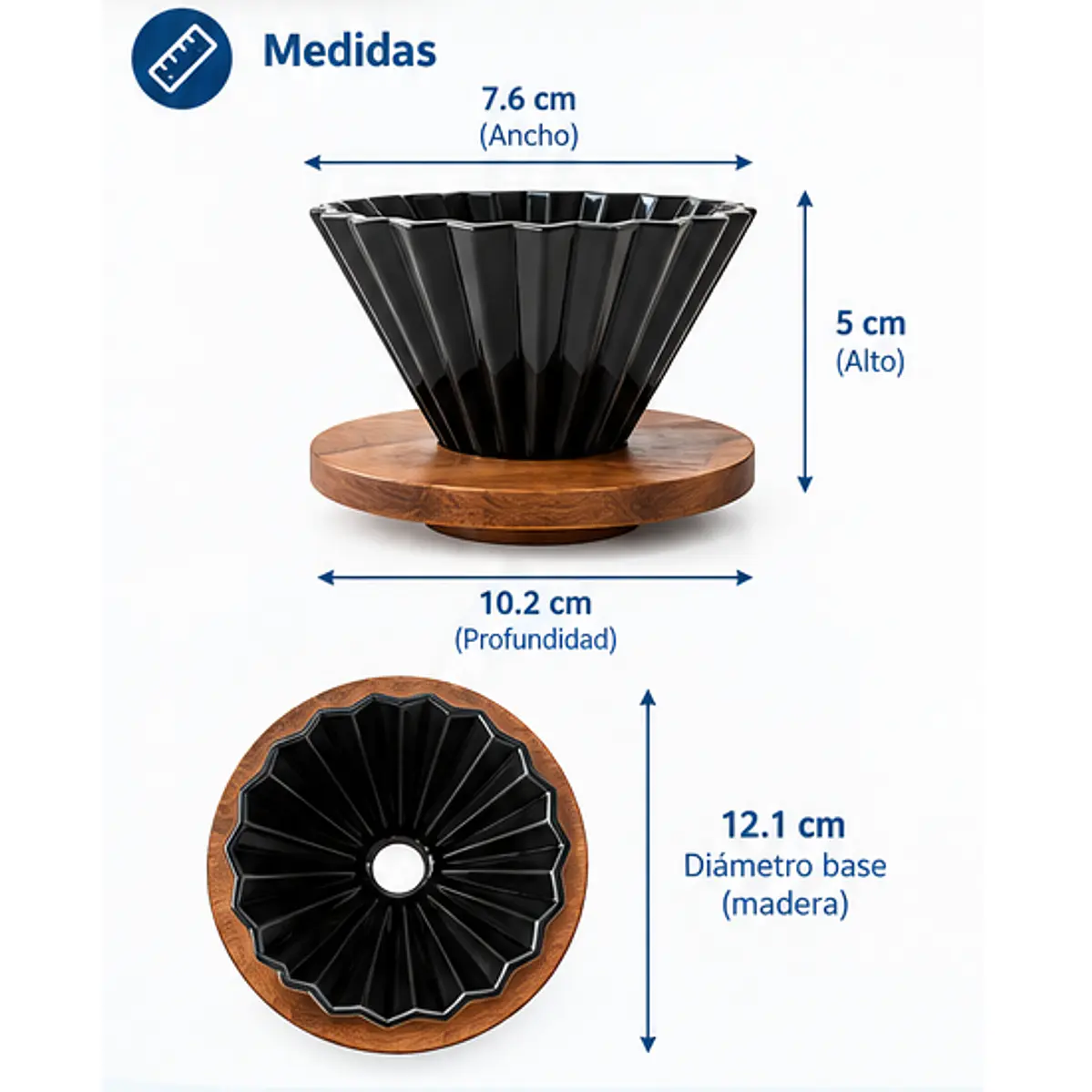 Cafetera Método V60 Origami de Cerámica con Base – Tamaño 02 2