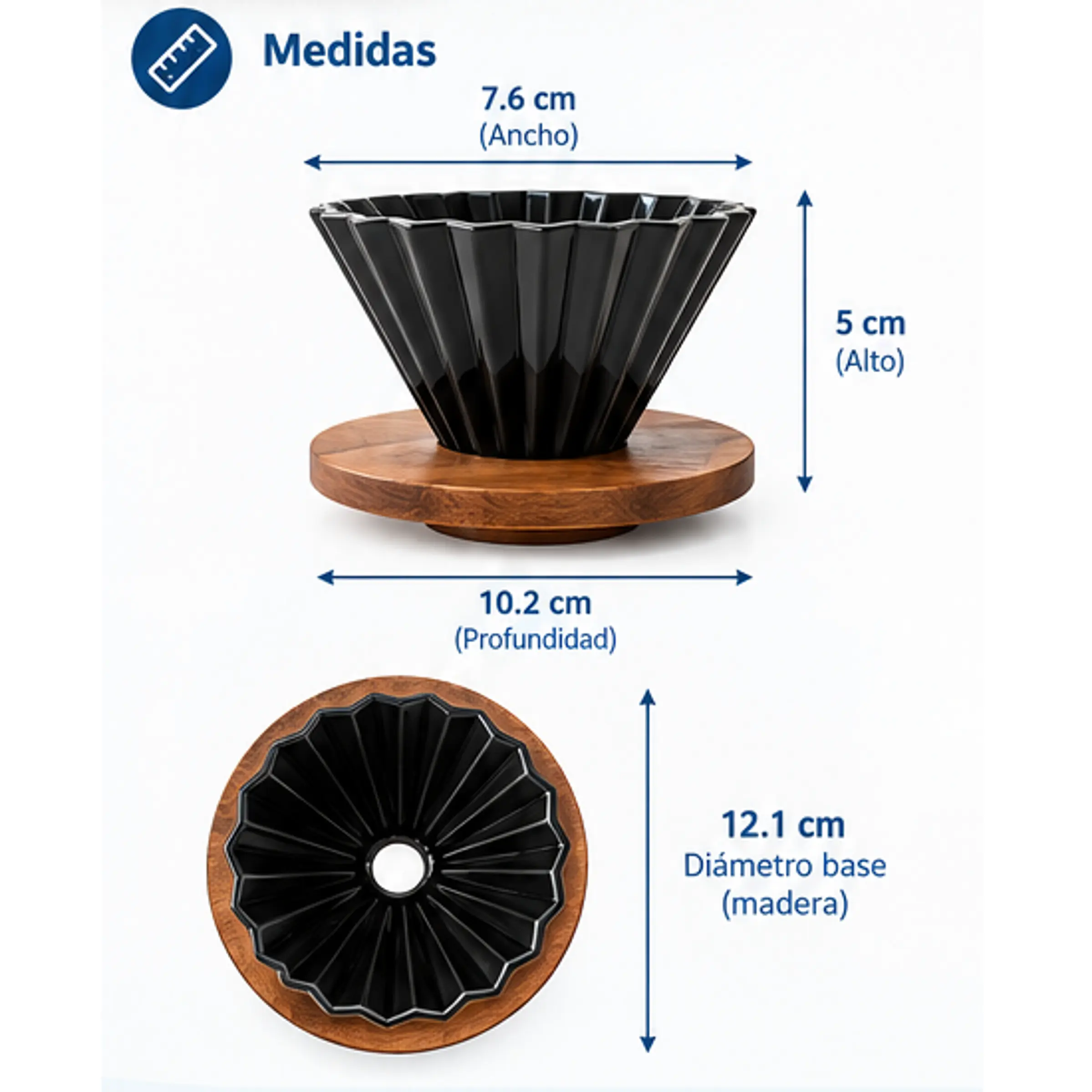 Cafetera Método V60 Origami de Cerámica con Base – Tamaño 02 2