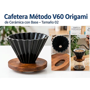 Cafetera Método V60 Origami de Cerámica con Base – Tamaño 02