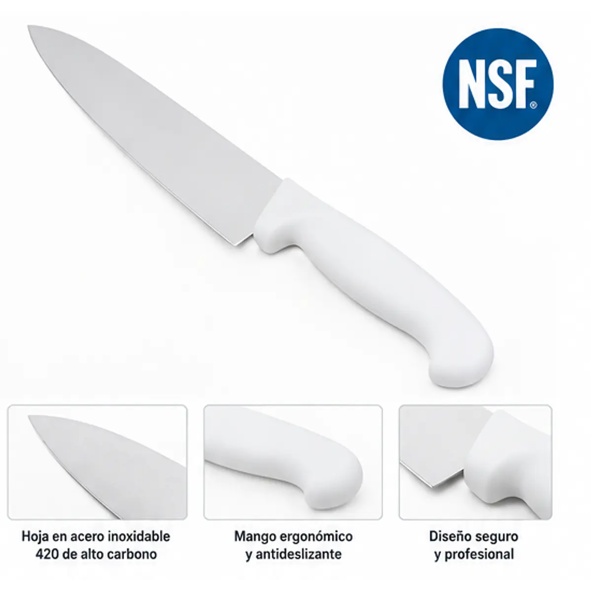 Cuchillo de Chef Profesional de Cocina 8” en Acero de Alto Carbono con Mango Ergonómico 1