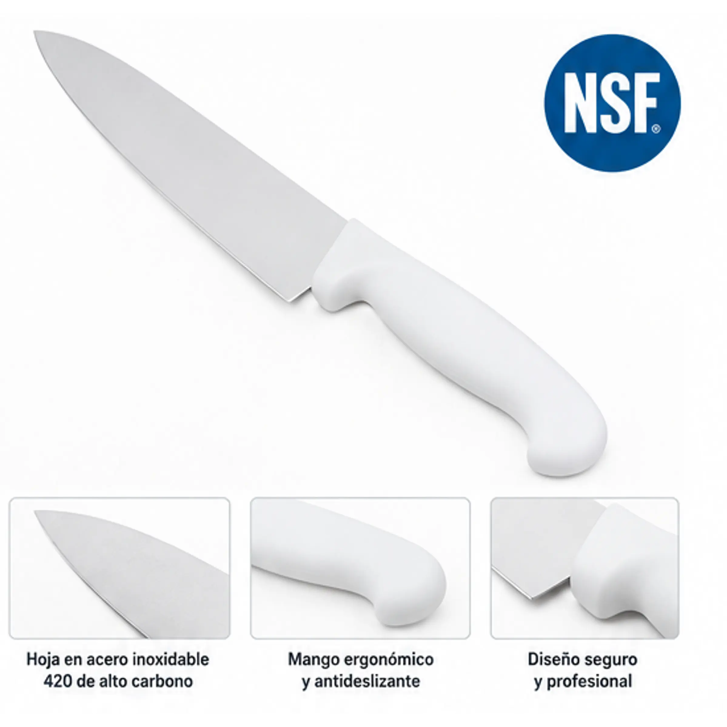 Cuchillo de Chef Profesional de Cocina 8” en Acero de Alto Carbono con Mango Ergonómico 1