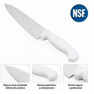 Cuchillo de Chef Profesional de Cocina 8” en Acero de Alto Carbono con Mango Ergonómico