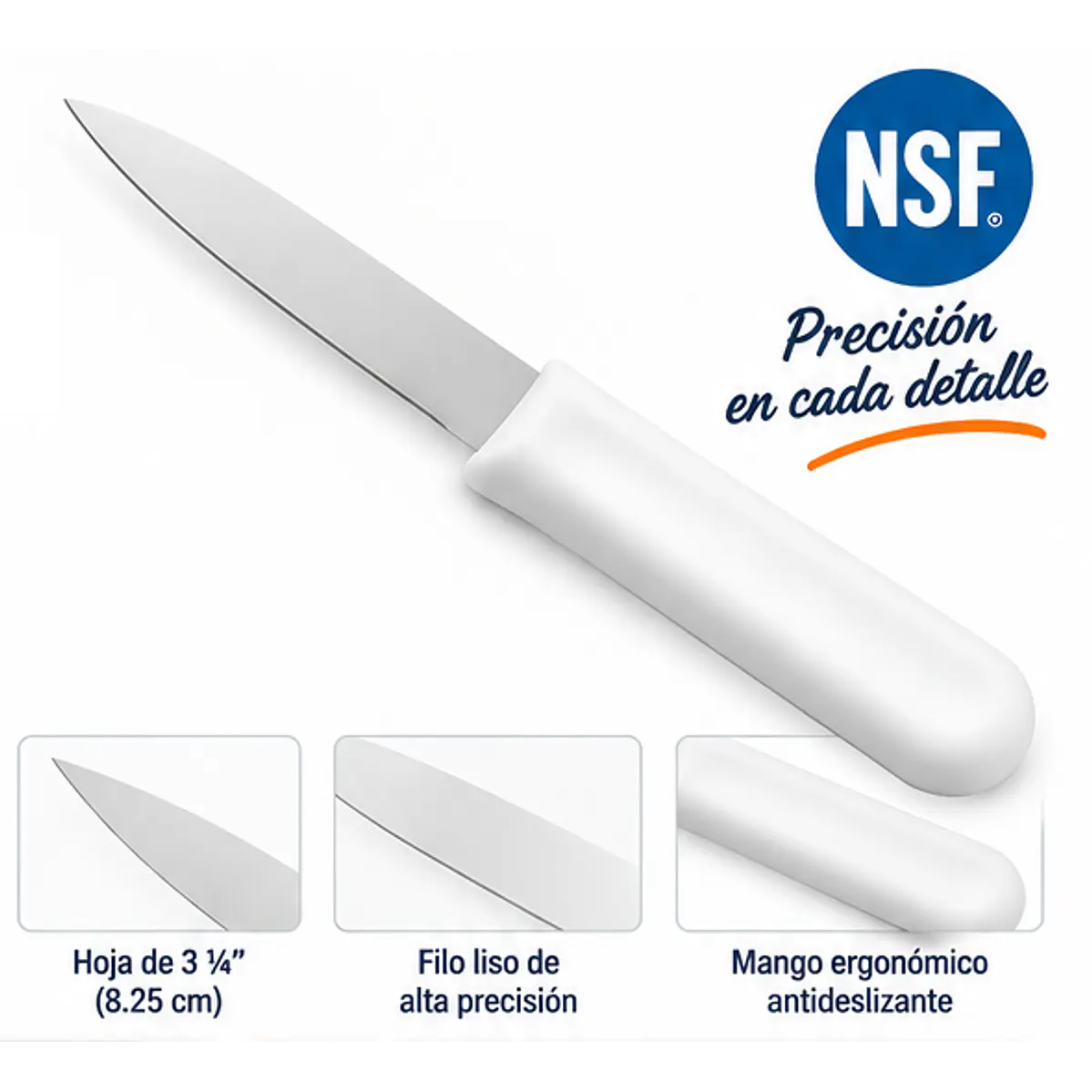 Cuchillo de Puntilla / Paring Knife de 3 ¼ Pulgadas con Filo Liso y Mango Ergonómico 1