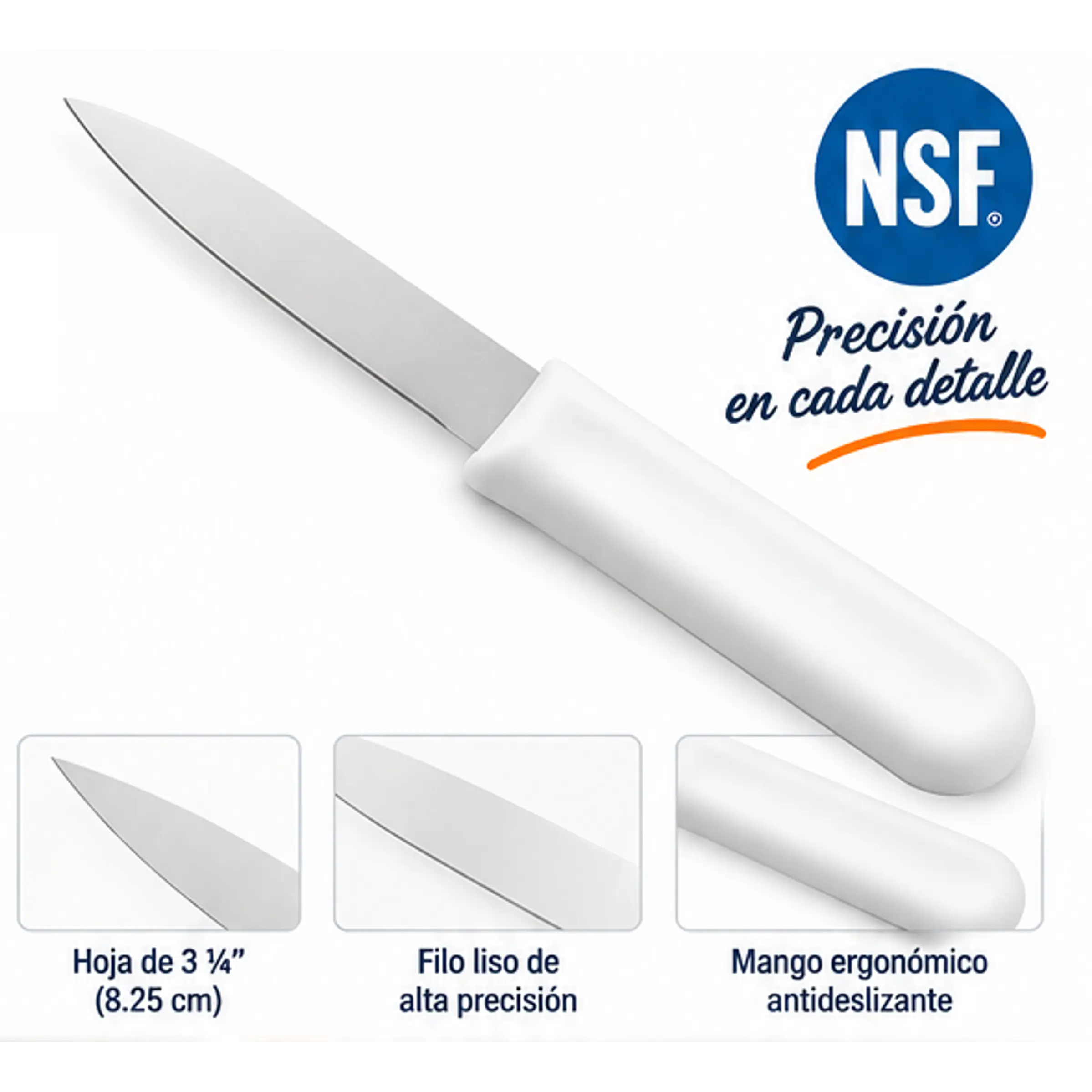 Cuchillo de Puntilla / Paring Knife de 3 ¼ Pulgadas con Filo Liso y Mango Ergonómico 1