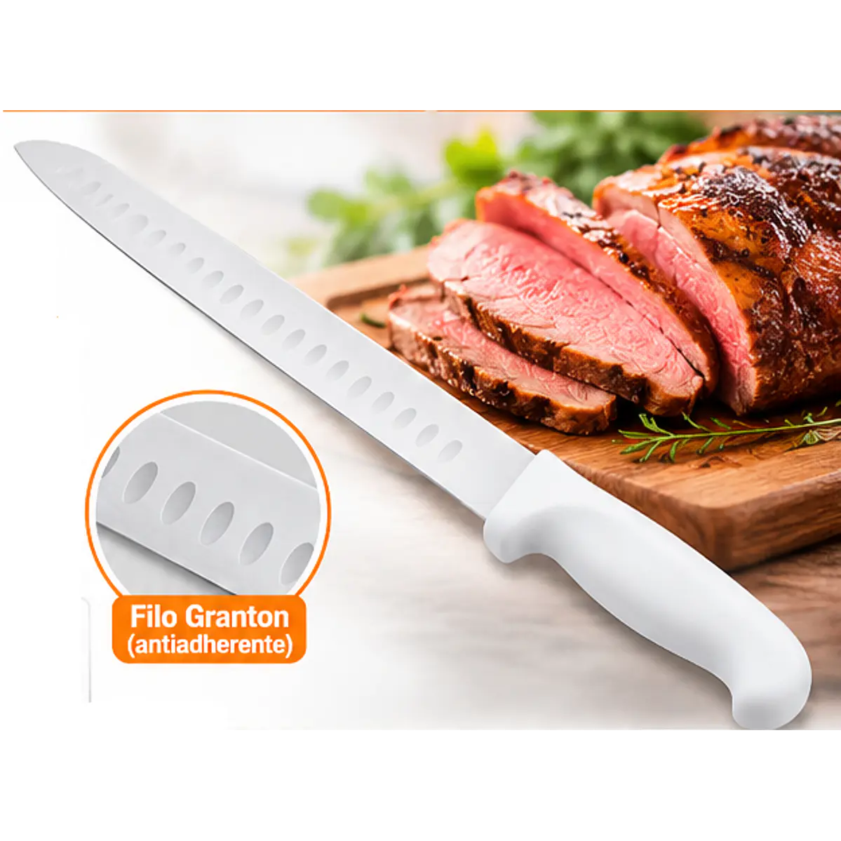 Cuchillo Profesional para Corte y Rebanar Carnes de 12 Pulgadas con Filo Granton y Mango Ergonómico 1
