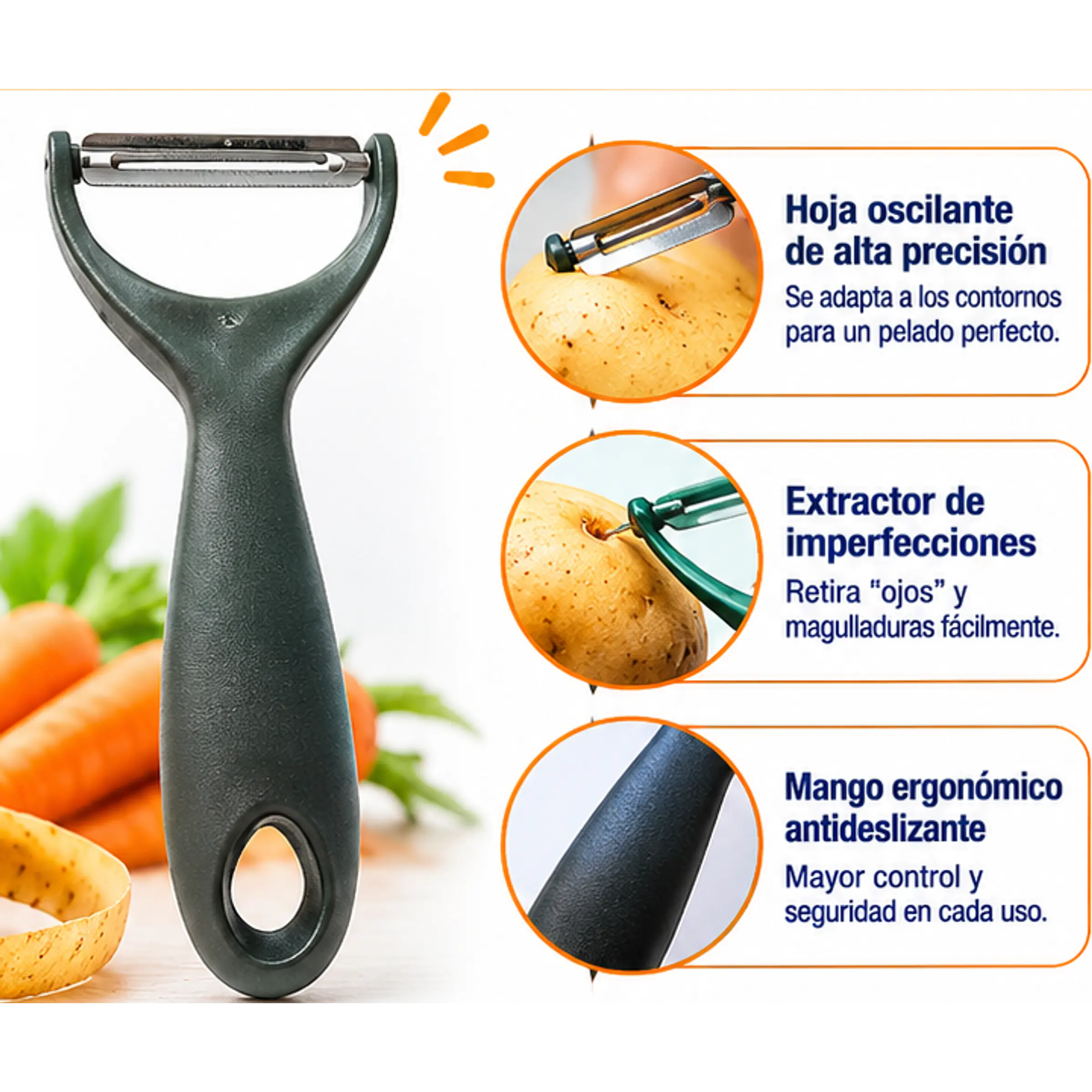 Pelapapas Manual en Acero Inoxidable para Papas, Frutas y Verduras 1