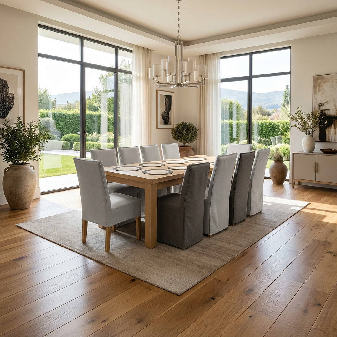 Comedor con Sillas enfundadas en Lino 1