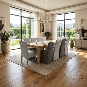 Comedor con Sillas enfundadas en Lino