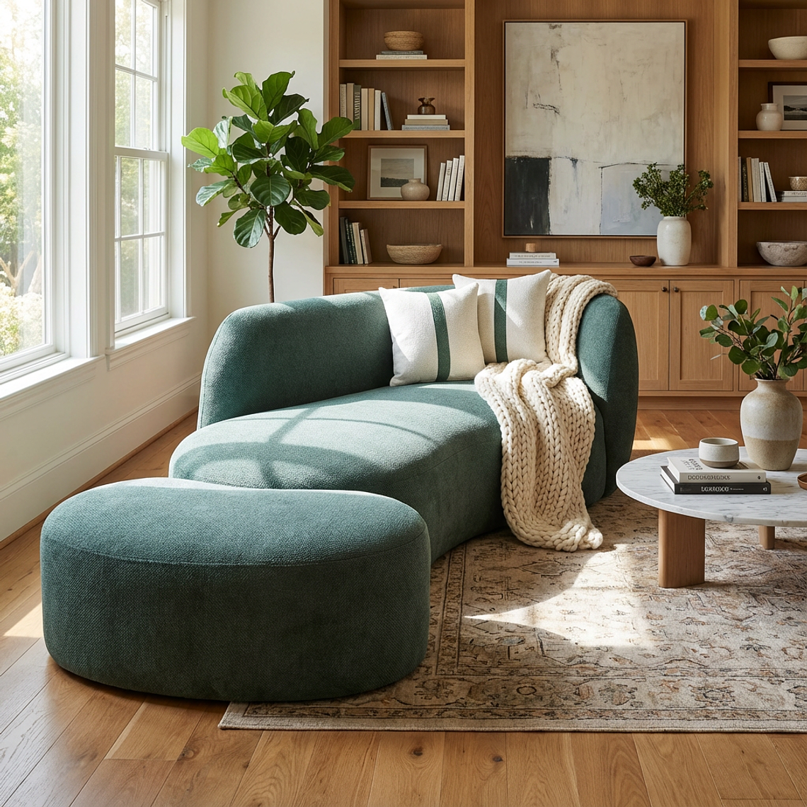 Sofá Curvo Florencia con Pouff 2