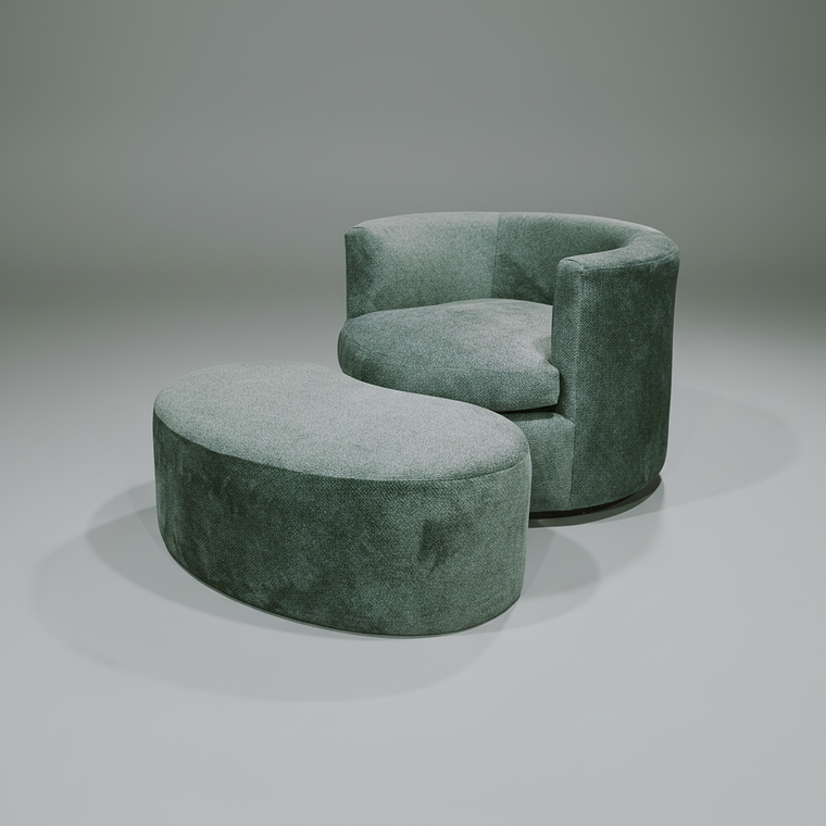 Sillón Curvo Giratorio con Pouff 3