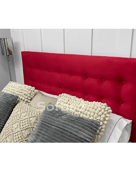 Cama Europea 2 Plazas Felpa Rojo Incluye Bases + Respaldo
